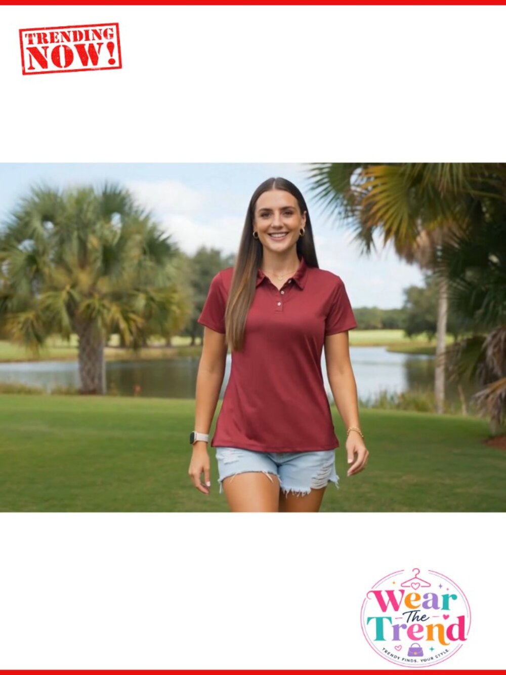 Women's Dry Fit Polo Shirt Short Sleeve Golf Shirt Collar Tops - Picture 6 of 6
